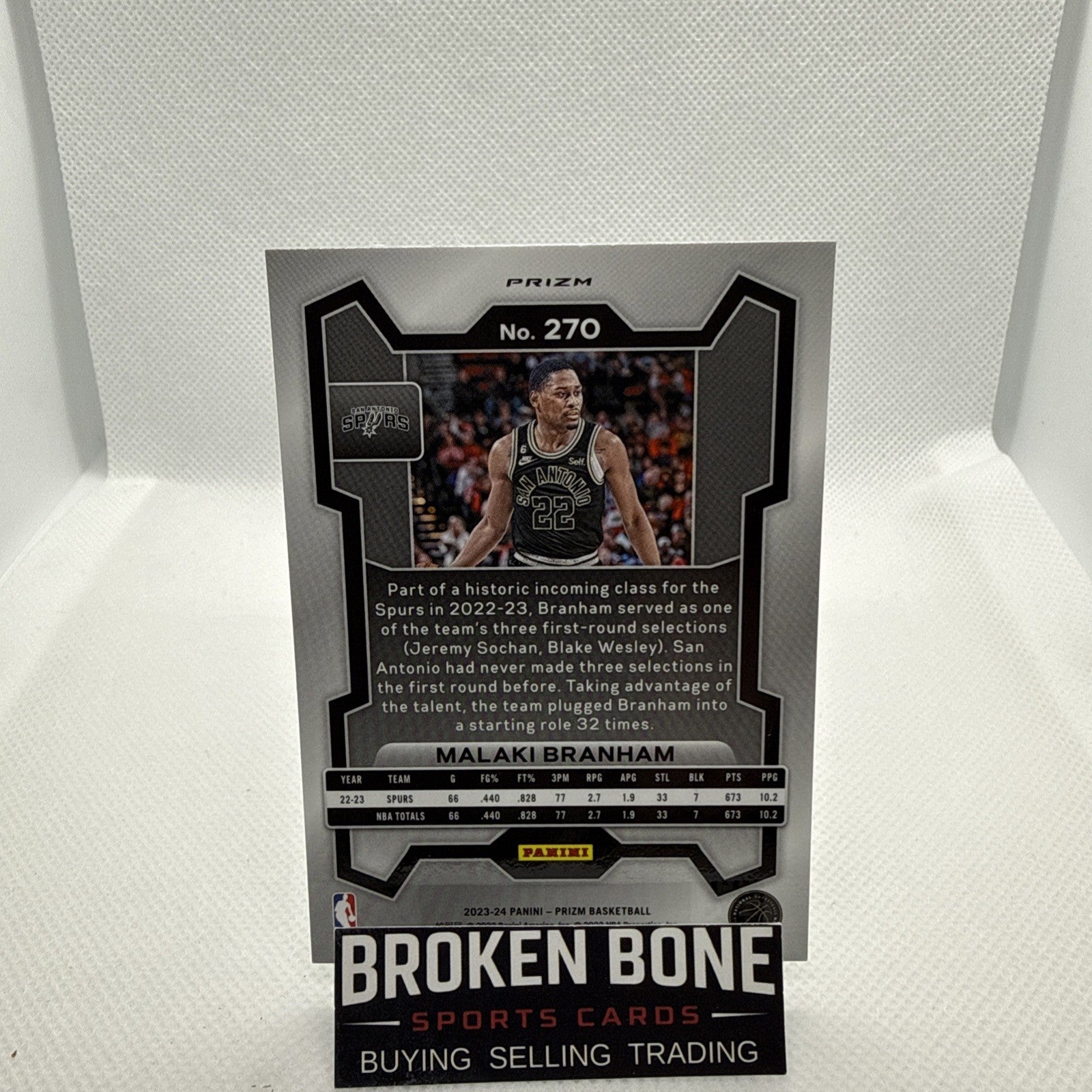 Malaki Branham 2023-24 Panini Prizm Green Cracked Ice SSP #270 Spurs