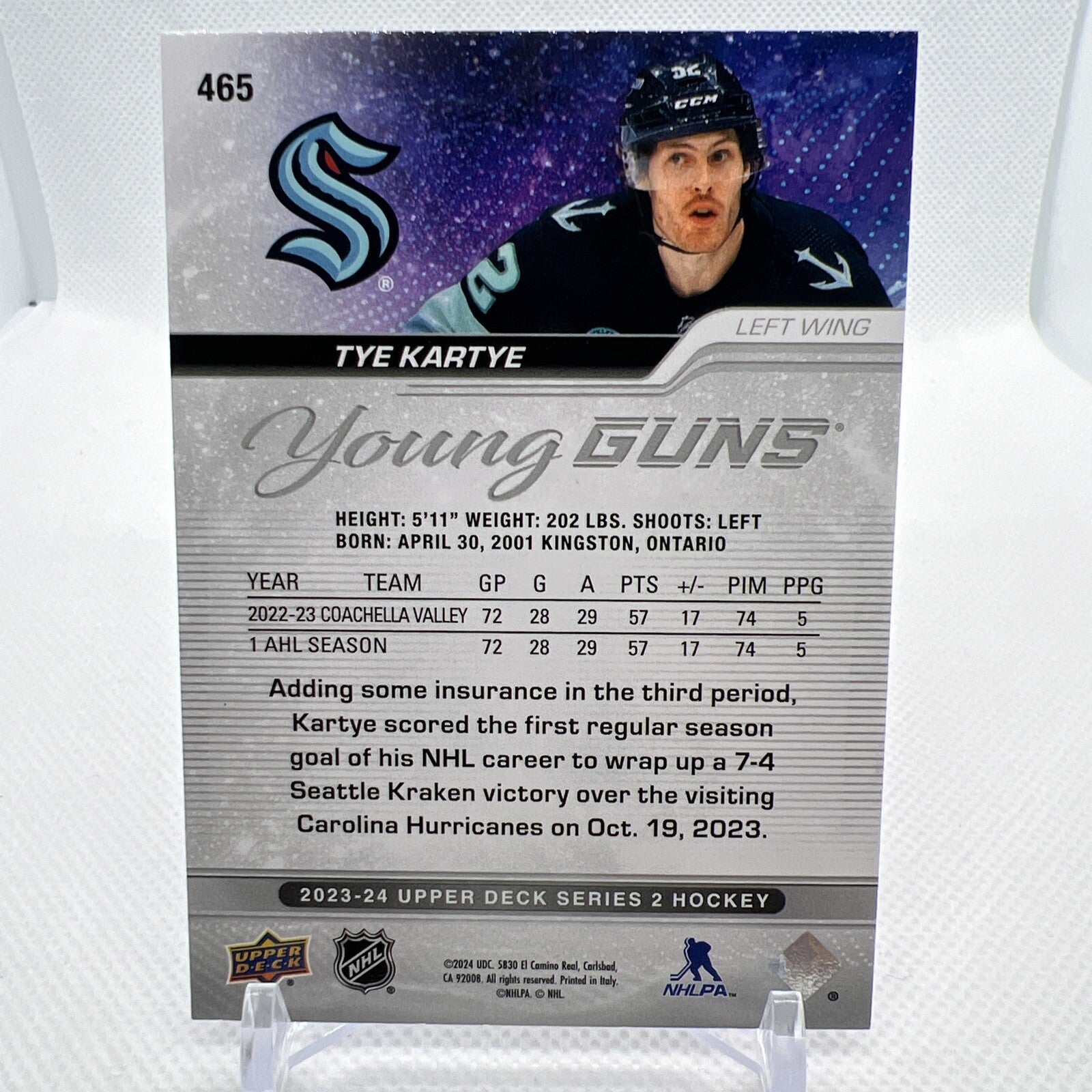 Tye Kartye 2023-24 Upper Deck Young Guns Rookie Seattle Kraken RC