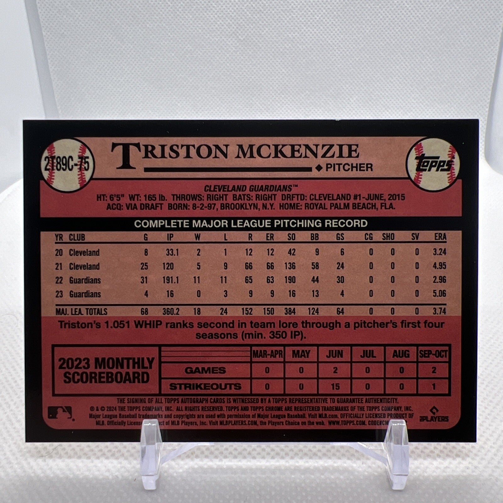 Triston McKenzie 2023-24 Topps Chrome Mojo Refractor Auto Cleveland Guardians