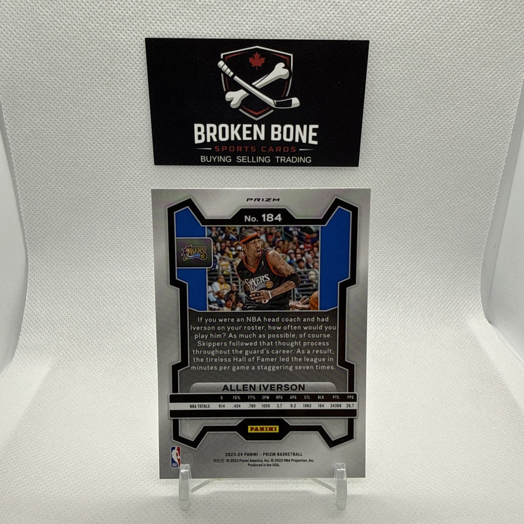 Allen Iverson 2023-24 Panini Prizm Green Cracked Ice SSP #184 76ers
