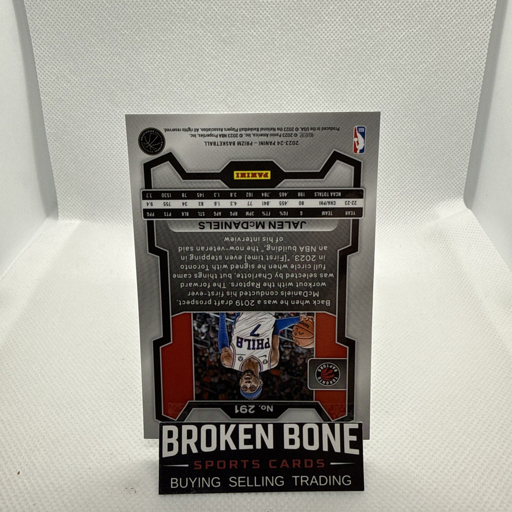 Jalen McDaniels 2023-24 Panini Prizm Green Cracked Ice SSP #291 Raptors