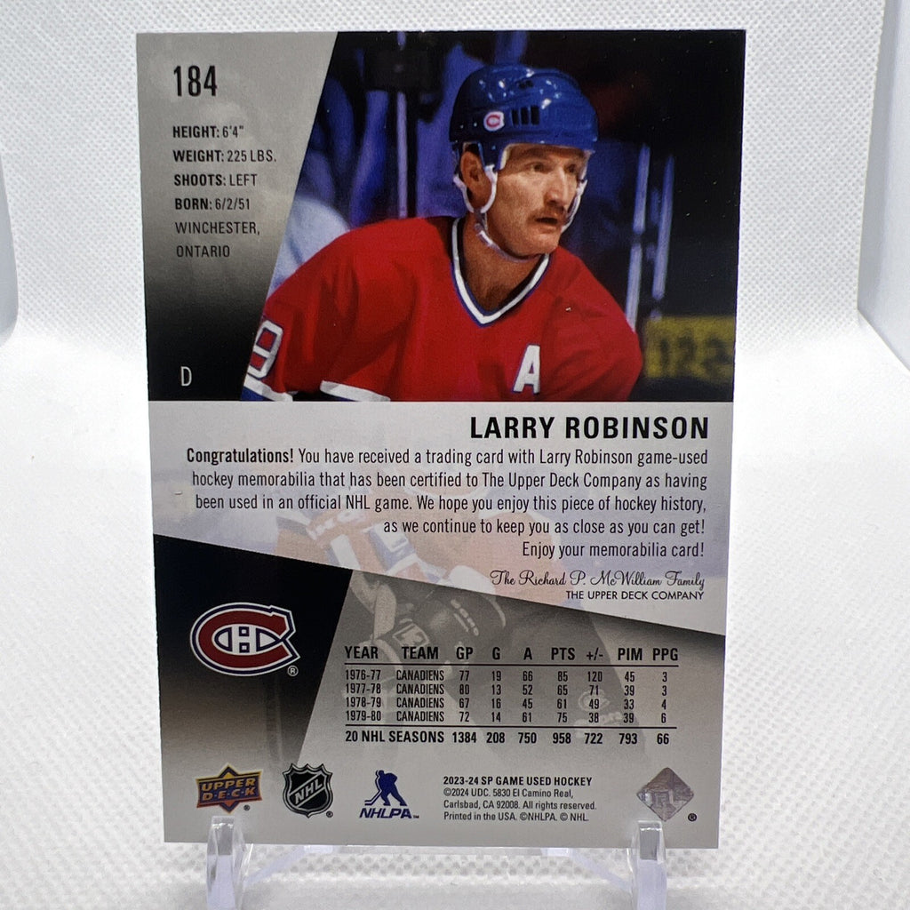 Larry Robinson 2023-24 SP Game Used Legend Game Used Patch /15 Canadiens