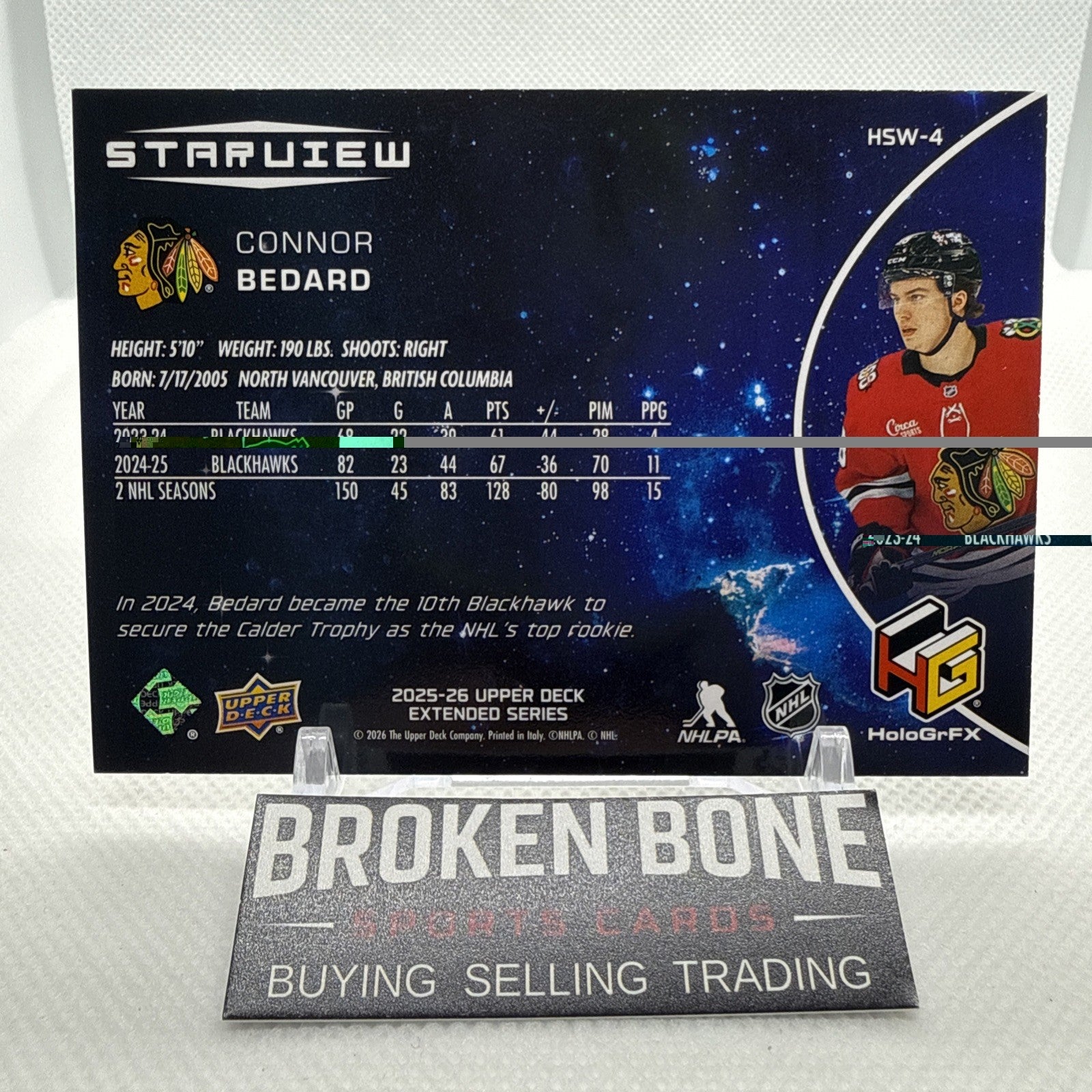 Connor Bedard 2025-26 Upper Deck Starview HoloGrFX SSP Case Hit Blackhawks