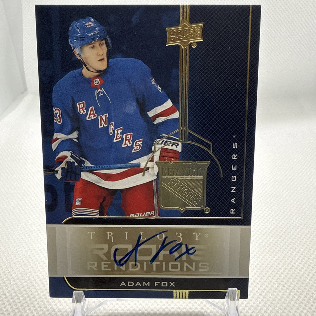 Adam Fox 2019-20 Upper Deck Trilogy Rookie Renditions Auto New York Rangers