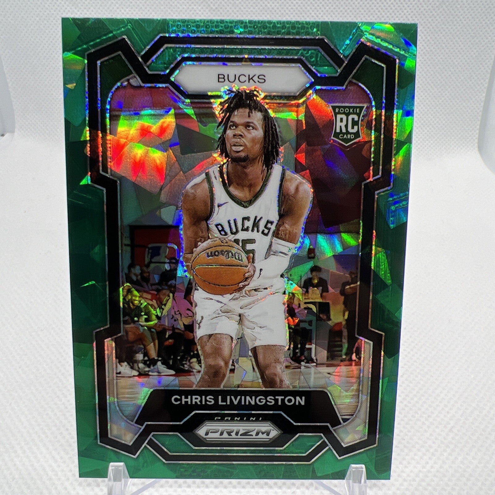 Chris Livingston 2023-24 Panini Prizm Green Ice Rookie RC Milwaukee Bucks