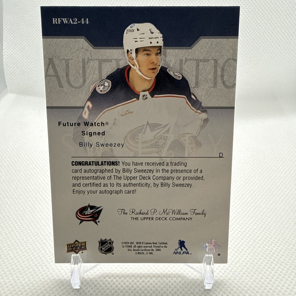 Billy Sweezey 2023-24 SP Authentic Future Watch Auto Retro Columbus Blue Jackets