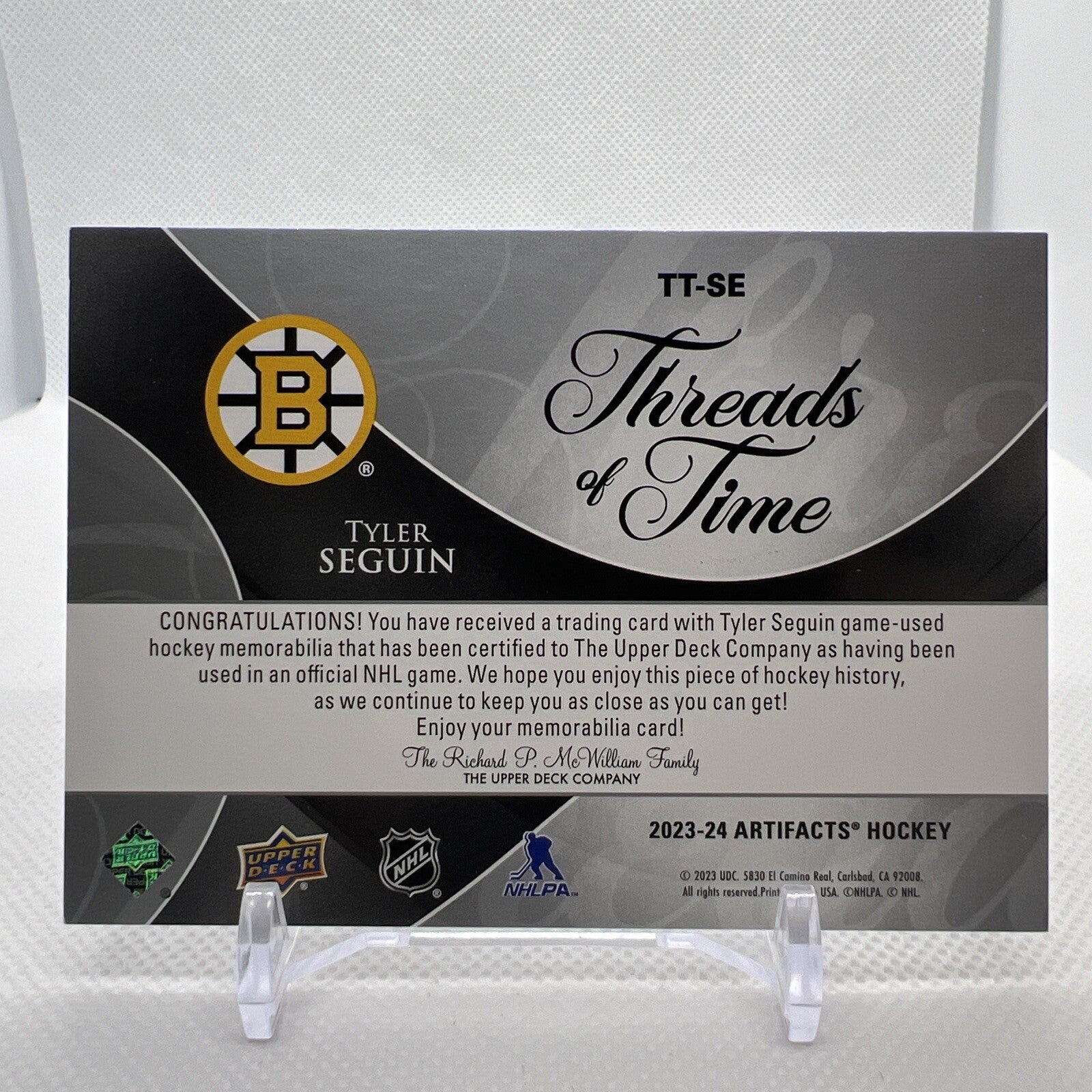 Tyler Seguin 2023-24 UD Artifacts Threads Of Time Jersey #TT-SE Boston Bruins