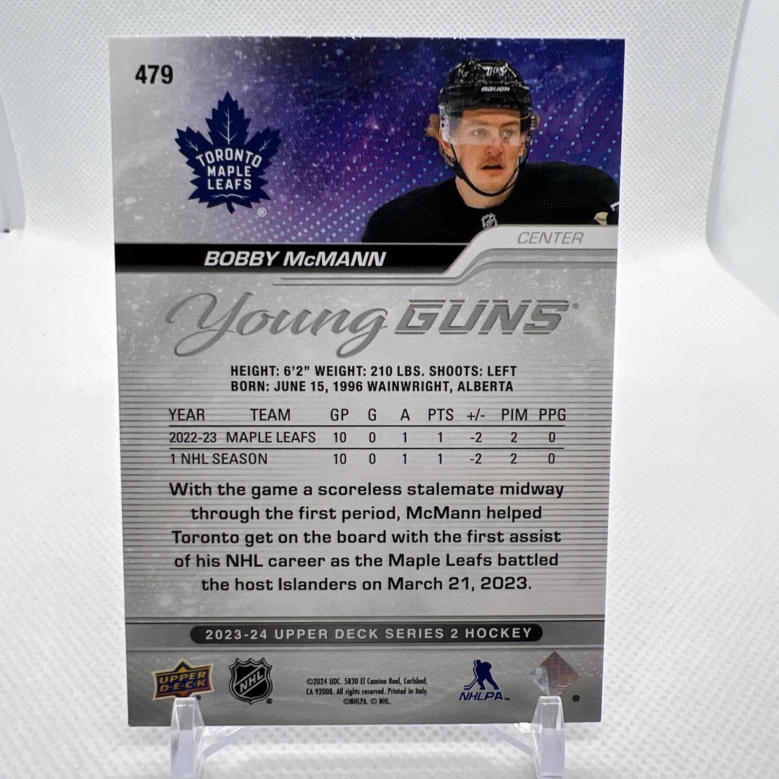 Bobby McMann 2023-24 Upper Deck Young Guns Rookie Toronto Maple Leafs RC