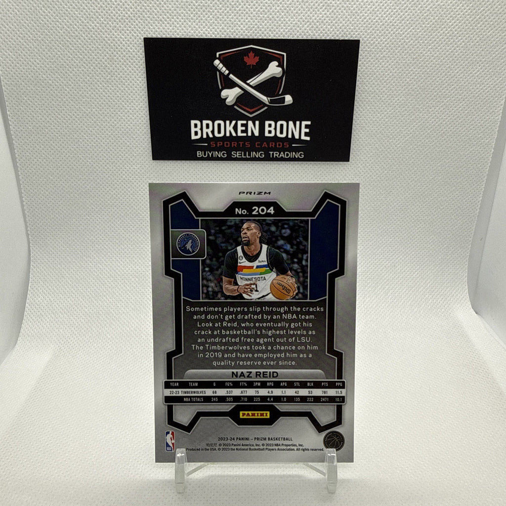 Naz Reid 2023-24 Panini Prizm Green Cracked Ice SSP #204 Timberwolves