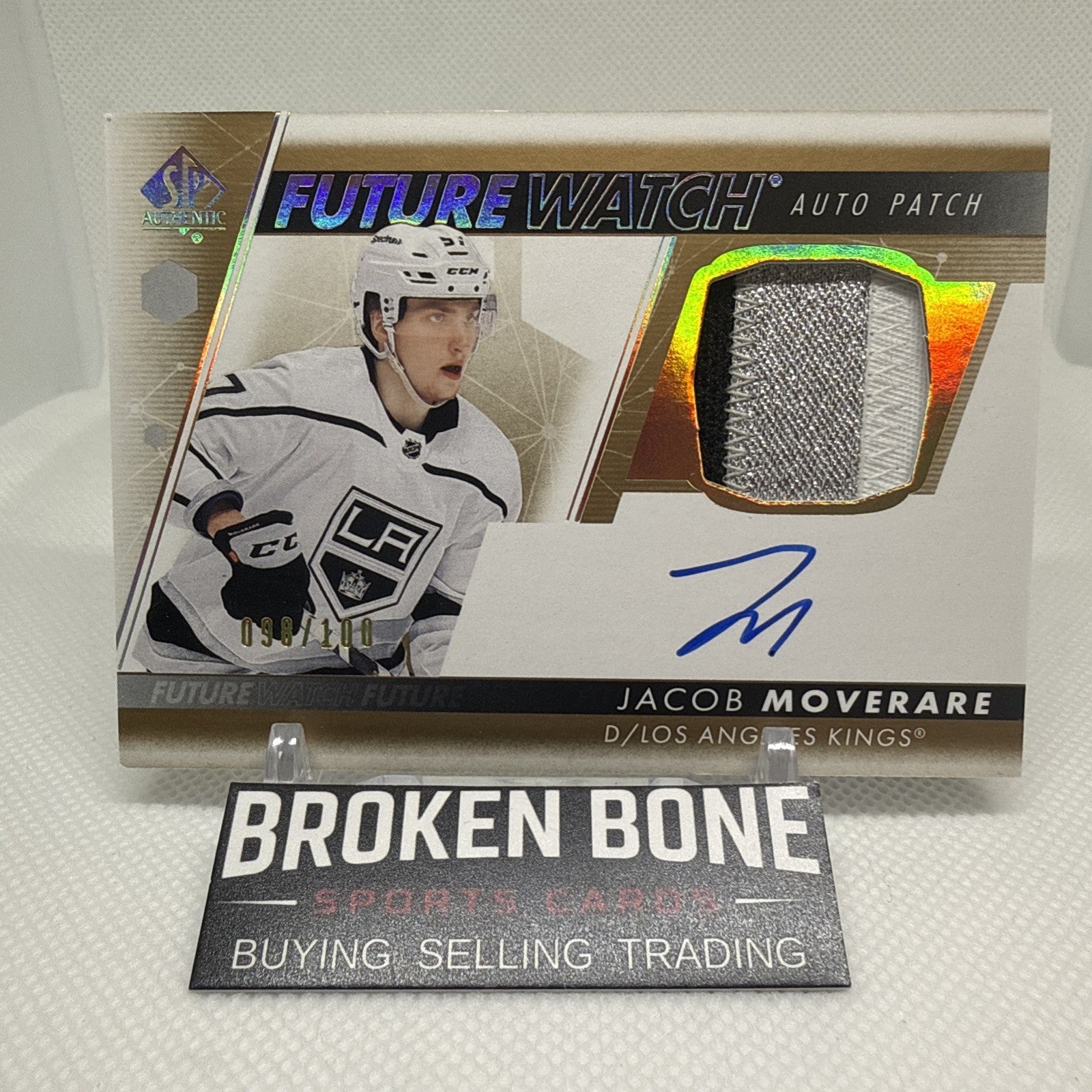 Jacob Moverare 2022-23 SP Authentic Future Watch Patch Auto /100 LA Kings