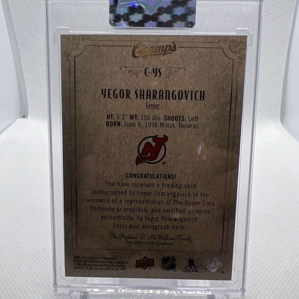 Yegor Sharangovich 2021-22 Clear Cut Champ's New Jersey Devils