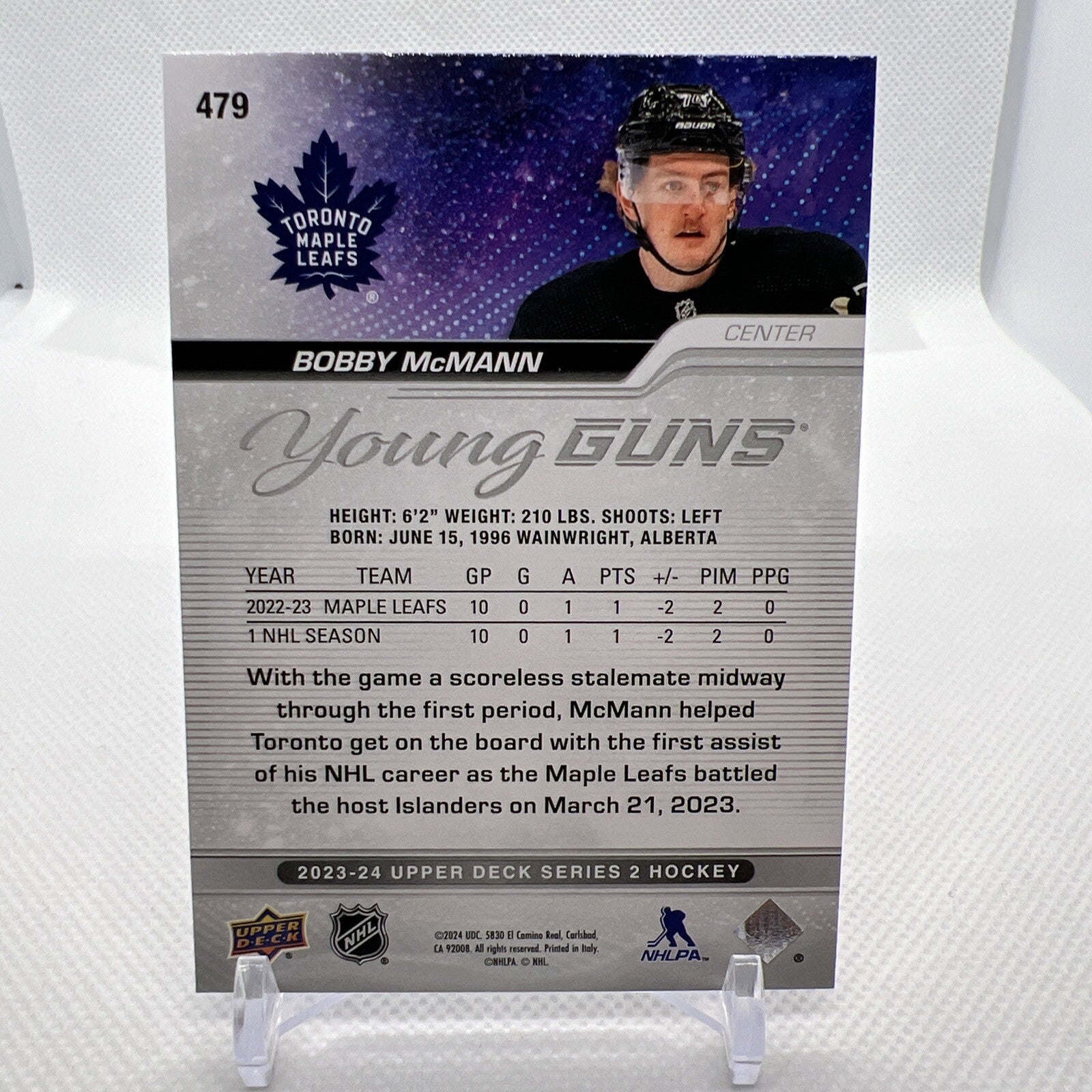 Bobby McMann 2023-24 Upper Deck Young Guns Rookie Toronto Maple Leafs 1 RC