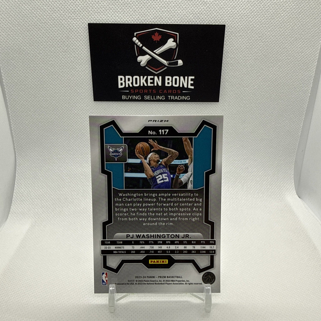PJ Washington Jr 2023-24 Panini Prizm Green Cracked Ice SSP #117 Hornets
