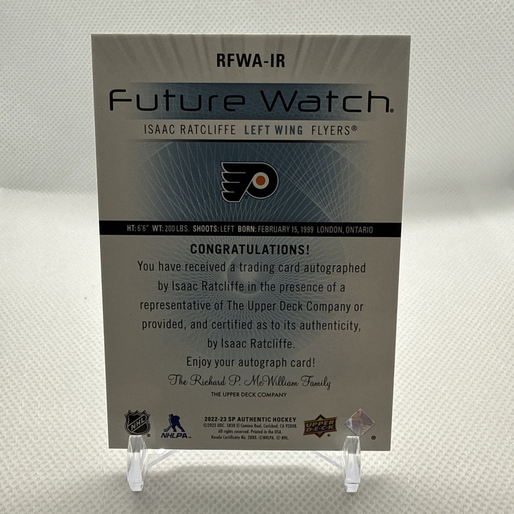 Isaac Ratcliffe 2022-23 SP Authentic Future Watch Auto Retro Philadelphia Flyers