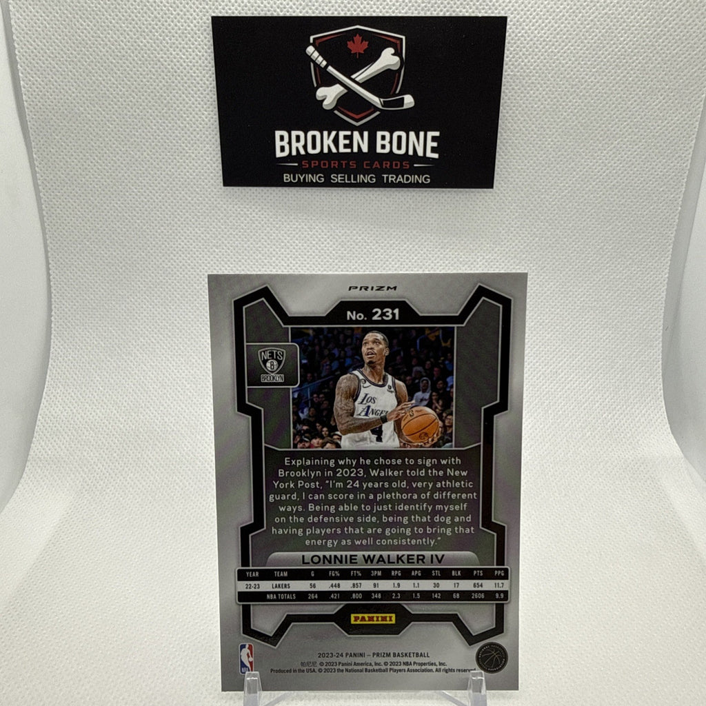 Lonnie Walker IV 2023-24 Panini Prizm Green Cracked Ice SSP #231 Nets