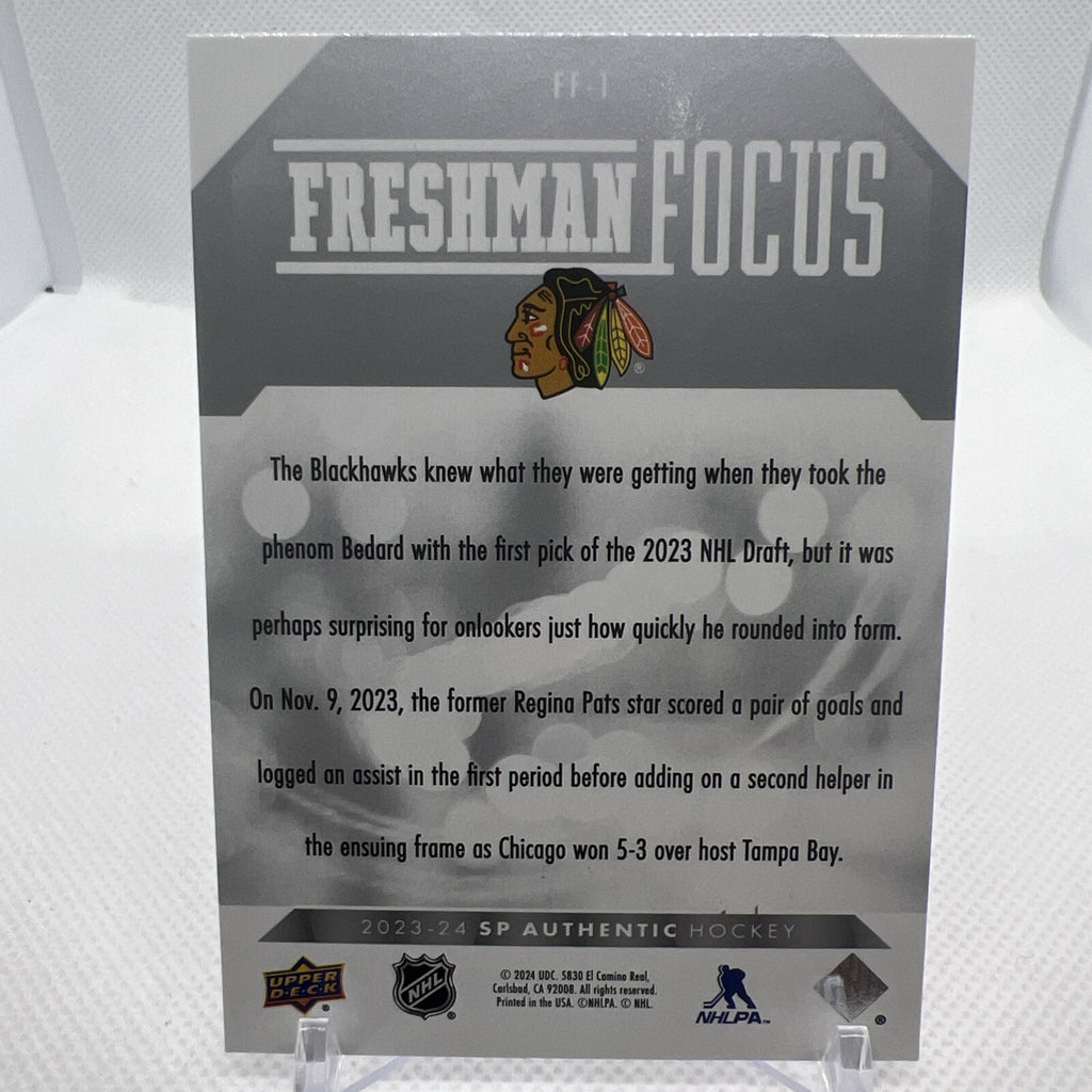 Connor Bedard 2023-24 SP Authentic Freshman Focus Chicago Blackhawks Rookie