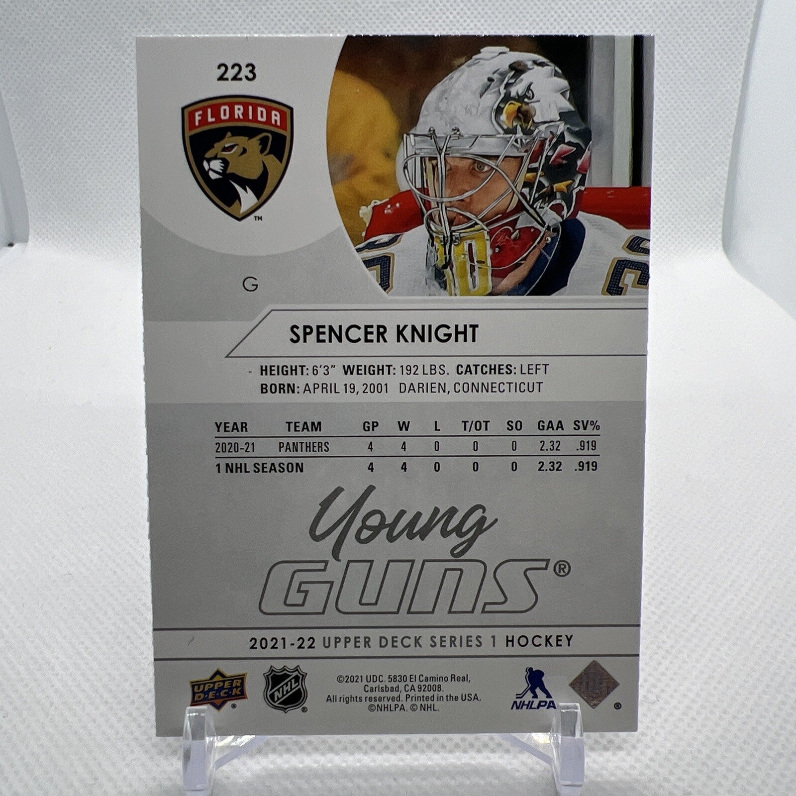 Spencer Knight 2021-22 Upper Deck Young Guns RC Florida Panthers