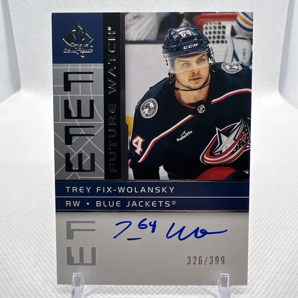 Trey Fix-Wolansky 2022-23 SP Authentic Retro Future Watch Auto /399 Blue Jackets
