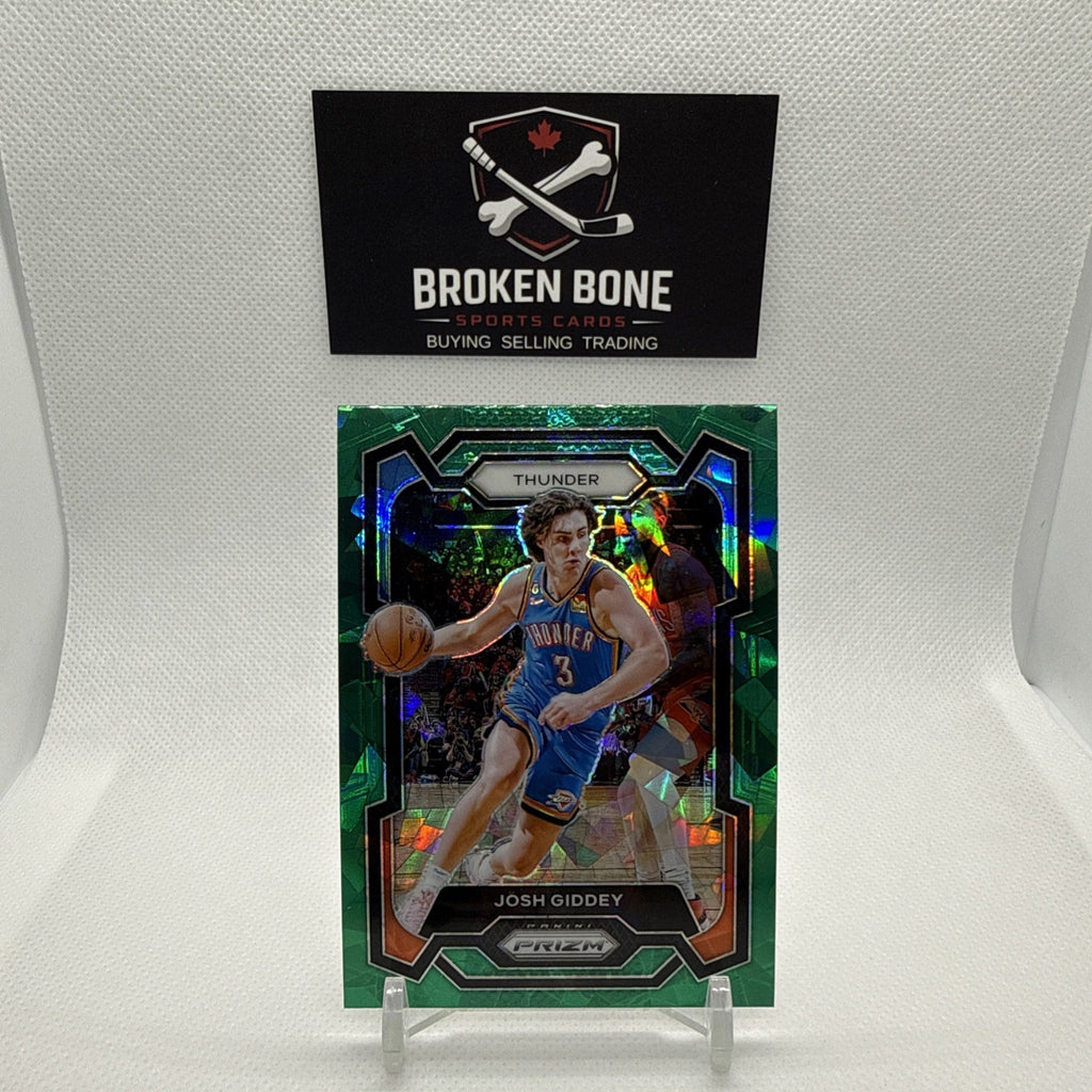 Josh Giddey 2023-24 Panini Prizm Green Cracked Ice SSP #50 Thunder