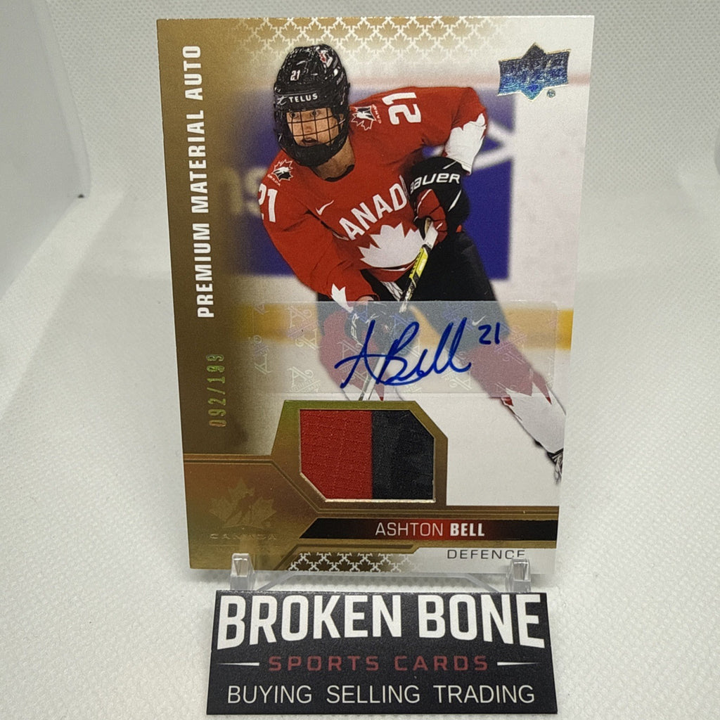 Ashton Bell 2022 Team Canada Juniors Game Used Patch Auto /199 PWHL