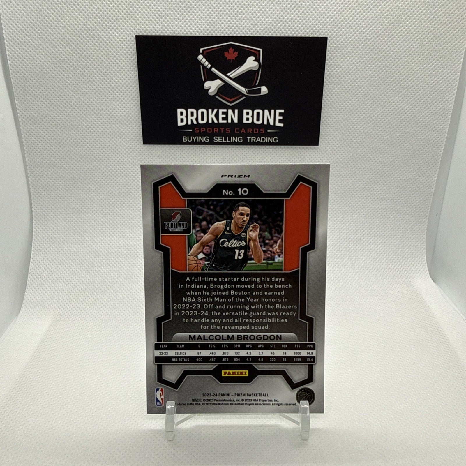 Malcolm Brogdon 2023-24 Panini Prizm Green Cracked Ice SSP #10 Trail Blazers