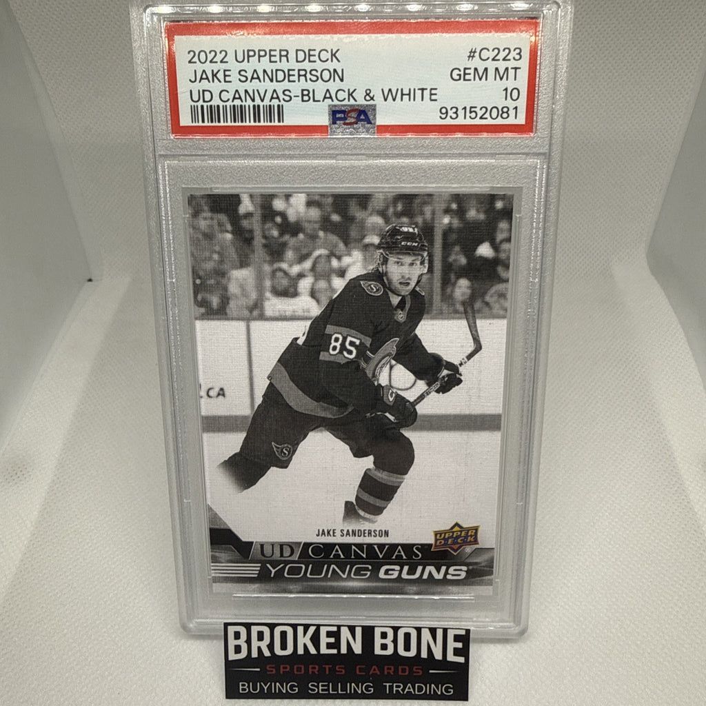 Jake Sanderson 2022-23 Upper Deck Black  Young Guns Canvas PSA 10 SSP RC