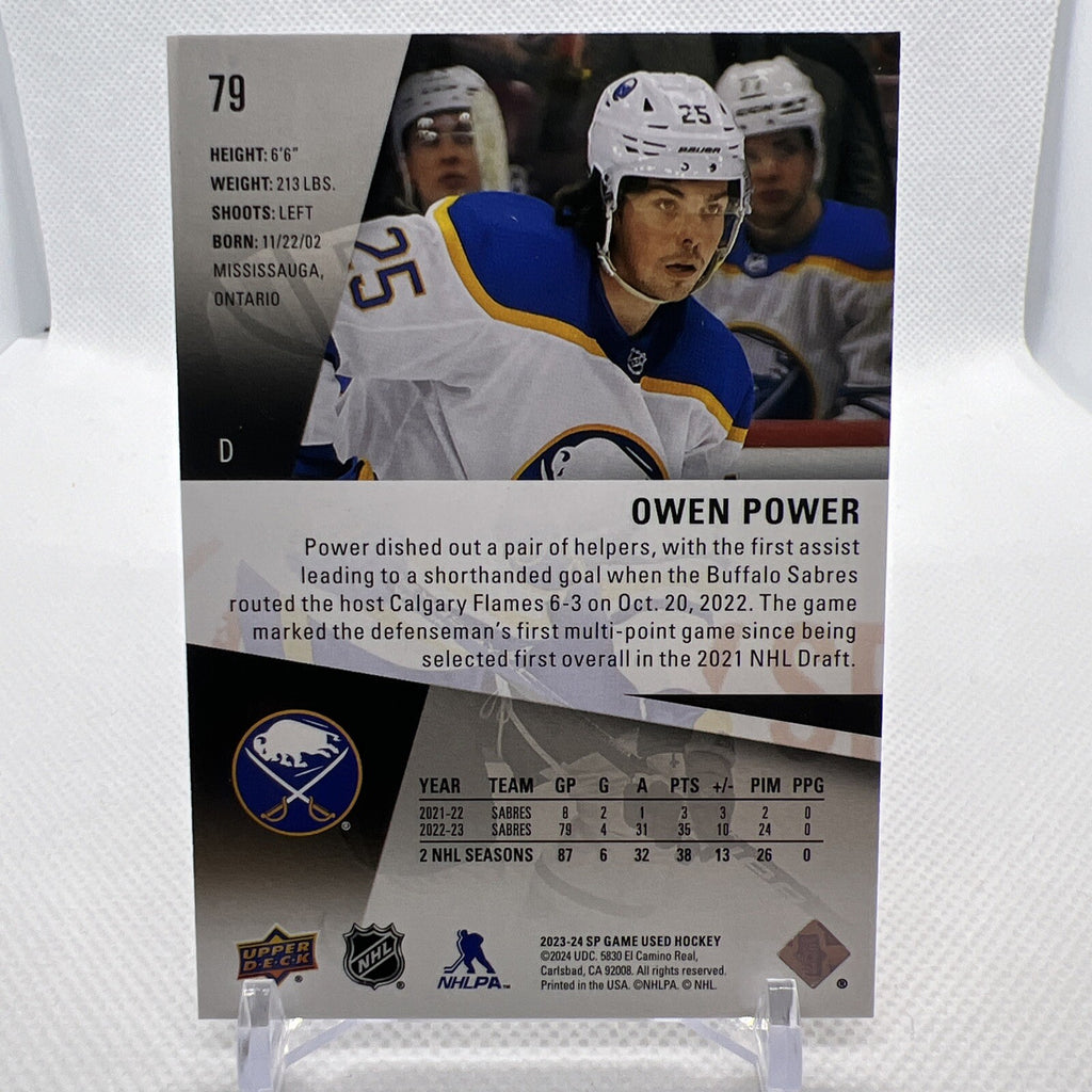 Owen Power 2023-24 SP Game Used Gold /121 Buffalo Sabres
