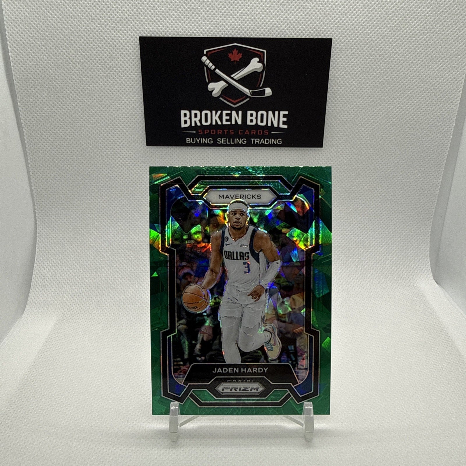 Jaden Hardy 2023-24 Panini Prizm Green Cracked Ice SSP #21 Mavericks