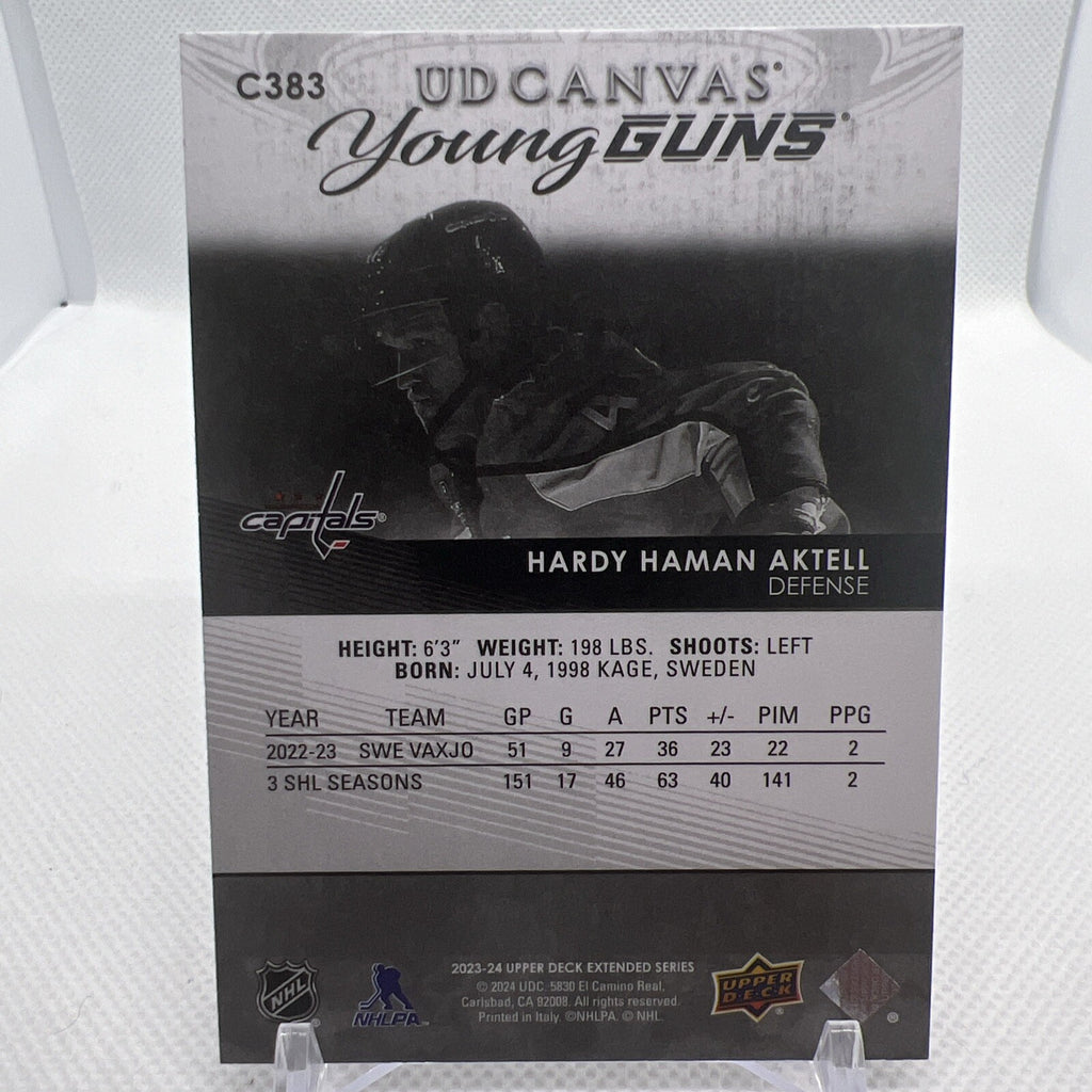Hardy Haman Aktell 2023-24 Upper Deck Black Canvas Young Guns Capitals RC