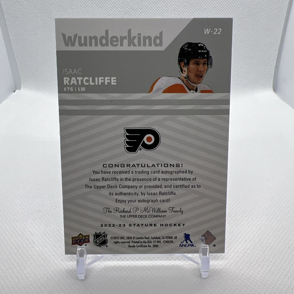 Isaac Ratcliffe 22-23 Stature Hockey Wunderkind Rookie Auto Philadelphia Flyers