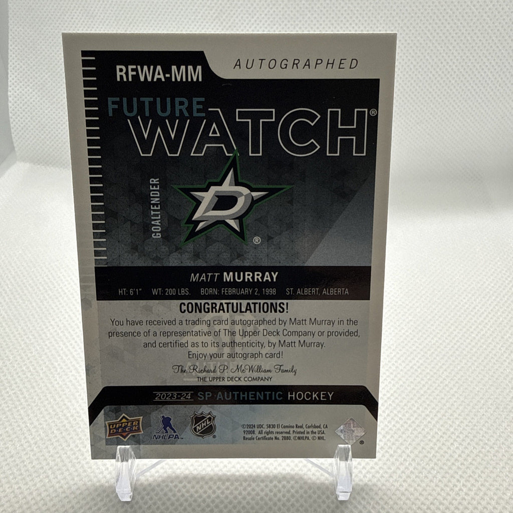 Matt Murray 2023-24 SP Authentic Future Watch Auto Retro Dallas Stars