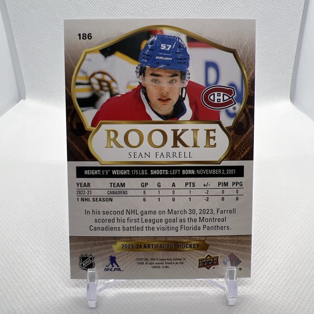 Sean Farrell 2023-24 UD Artifacts Rookie Leather Parallel Montreal Canadiens