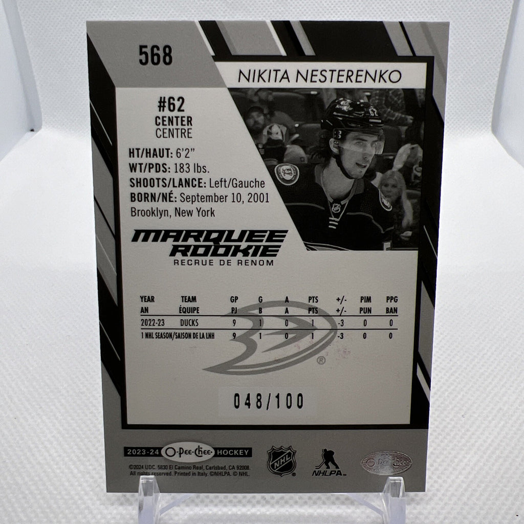 Nikita Nesterenko 2023-24 O-Pee-Chee Marquee Rookie Black /100 Anaheim Ducks