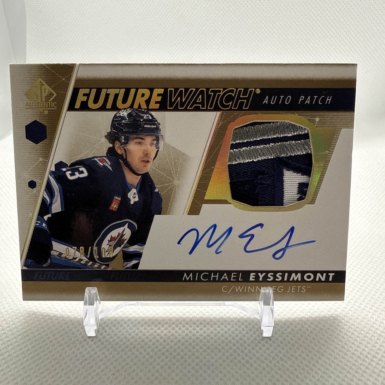 Michael Eyssimont 2022-23 SP Authentic Future Watch Patch Auto /100 Jets