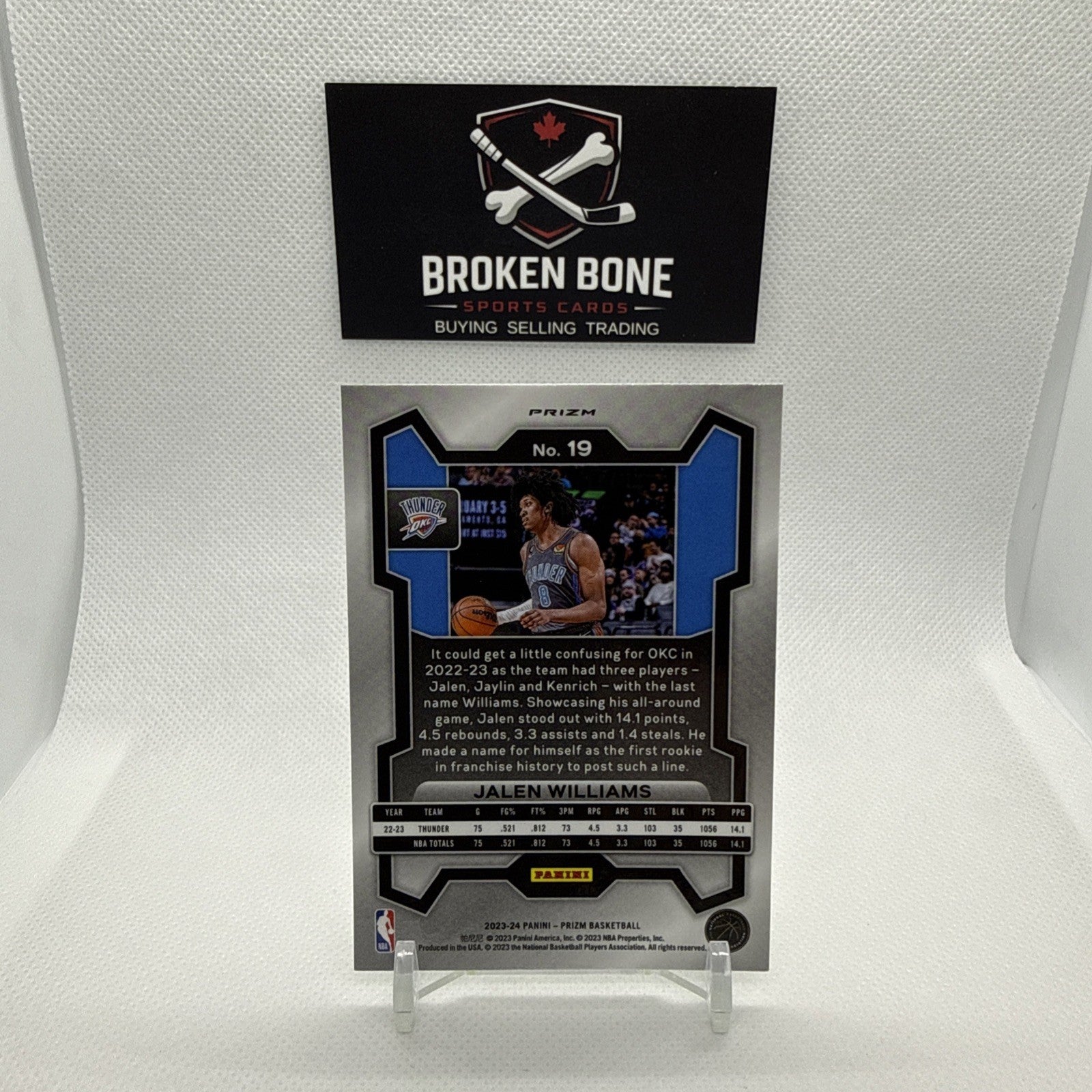 Jalen Wlliams 2023-24 Panini Prizm Green Cracked Ice SSP #19 Thunder