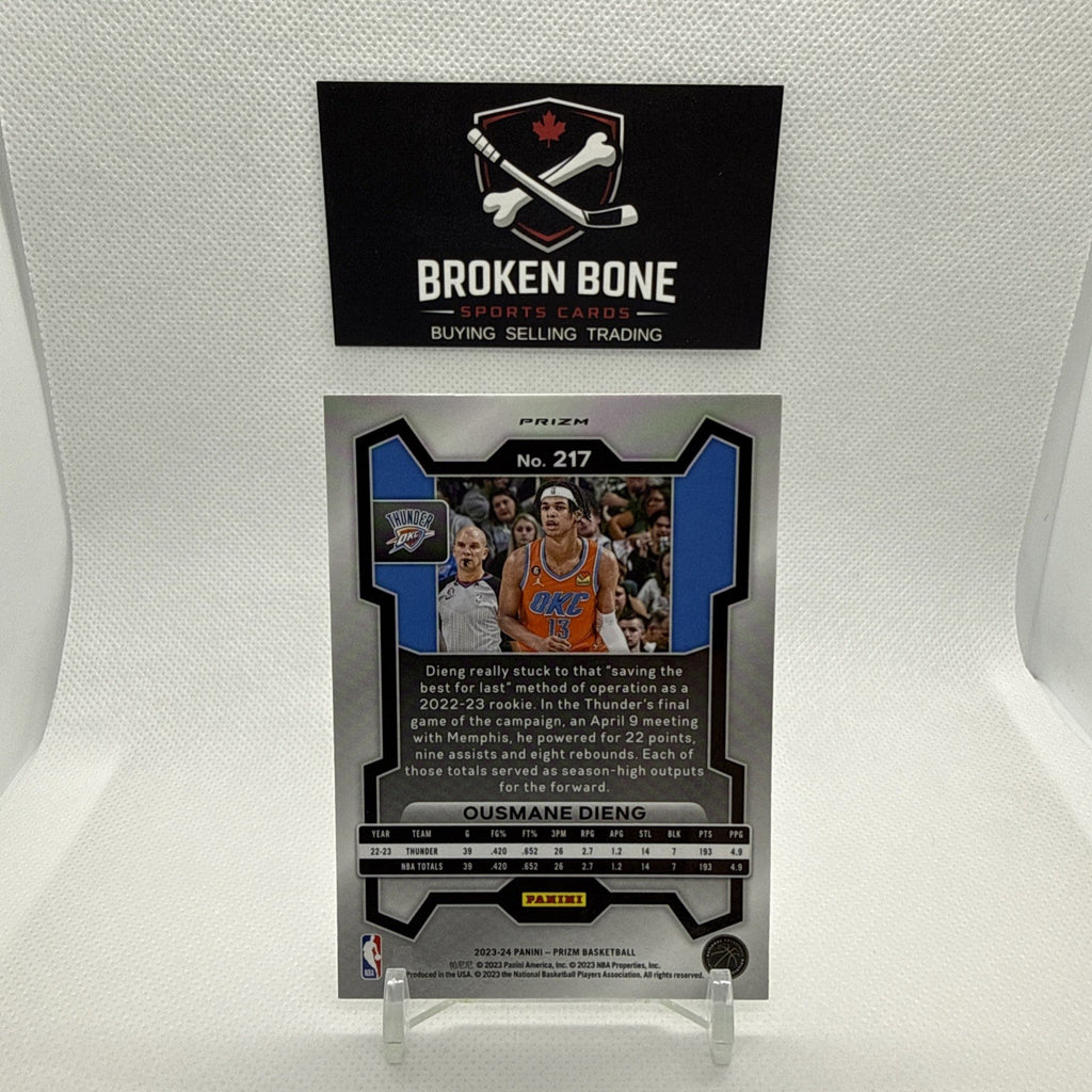 Ousmane Dieng 2023-24 Panini Prizm Green Cracked Ice SSP #217 Thunder