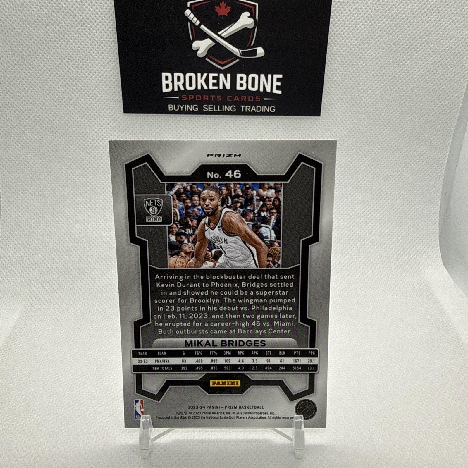 Mikal Brdiges 2023-24 Panini Prizm Silver Prizm #46 Nets