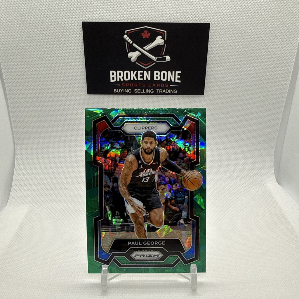 Paul George 2023-24 Panini Prizm Green Cracked Ice SSP #101 Clippers
