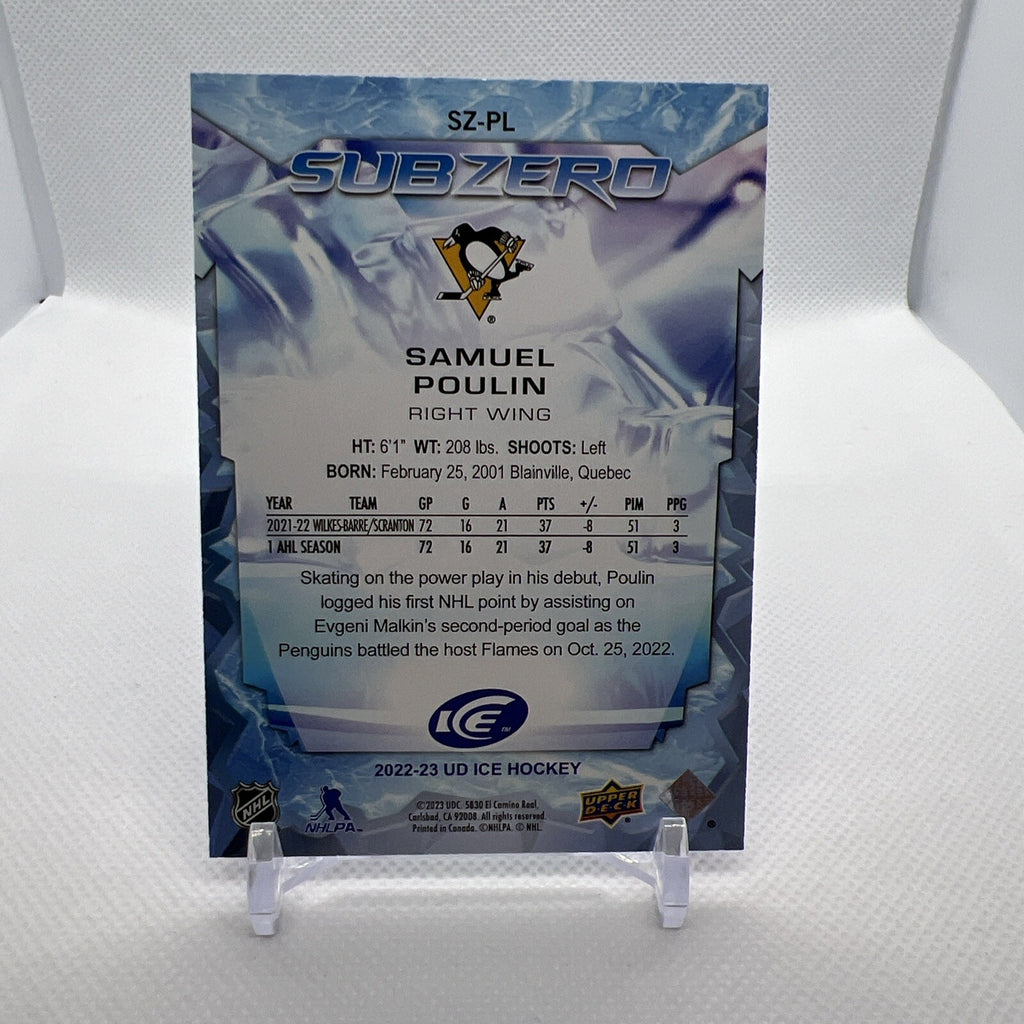 Samuel Poulin 2022-23 UD Ice Subzero Rookie /999 SZ-PL Pittsburgh Penguins