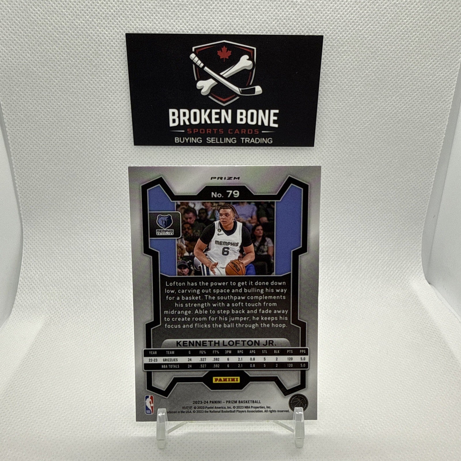 Kenneth Lofton Jr 2023-24 Panini Prizm Green Cracked Ice SSP #79 Grizzlies