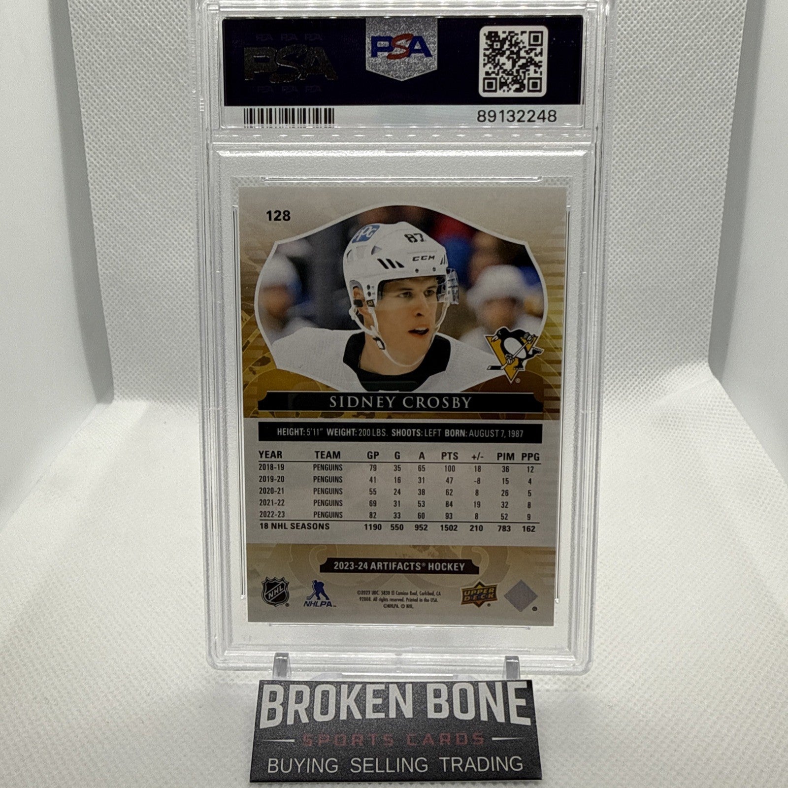 Sidney Crosby 2023 Artifacts Light Blue Steel /85 PSA 9 Penguins