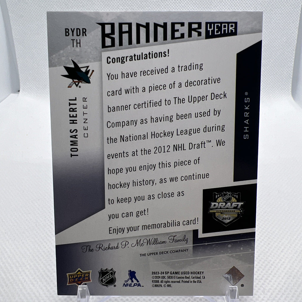 Tomas Hertl 2023-24 SP Game Used Banner Year NHL Draft San Jose Sharks