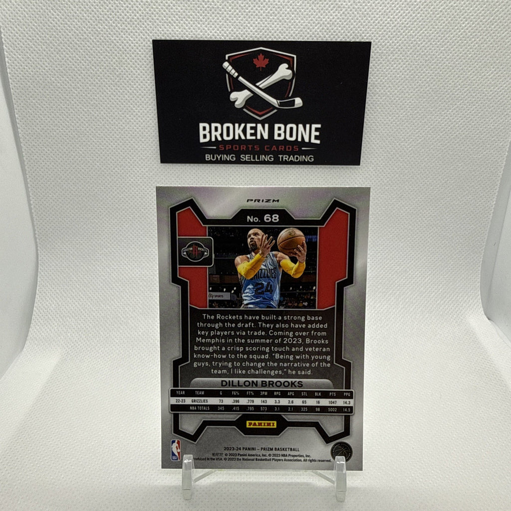 Dillon Brooks 2023-24 Panini Prizm Green Cracked Ice SSP #68 Rockets