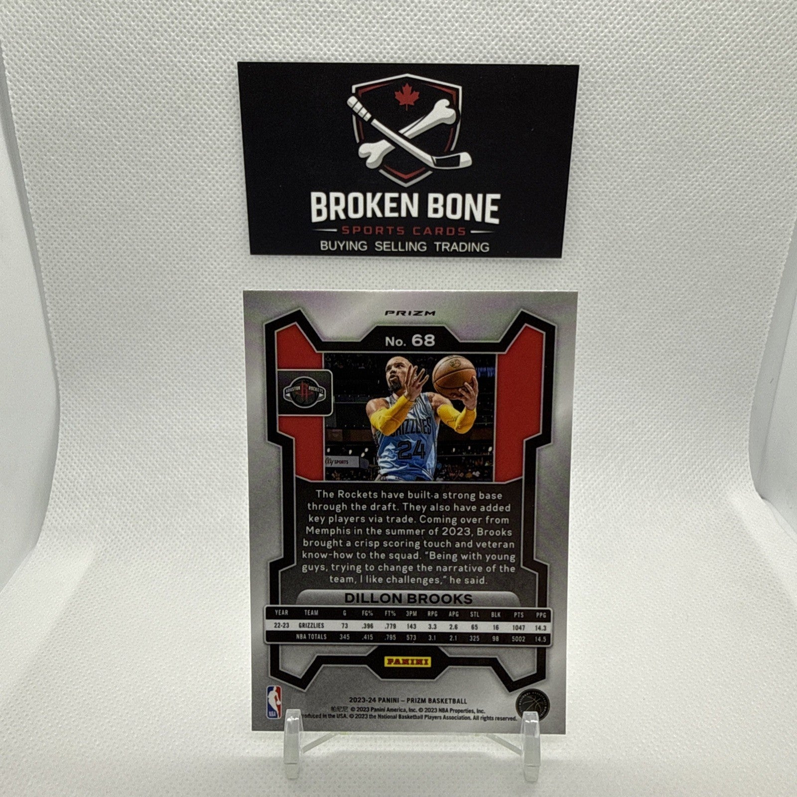 Dillon Brooks 2023-24 Panini Prizm Green Cracked Ice SSP #68 Rockets