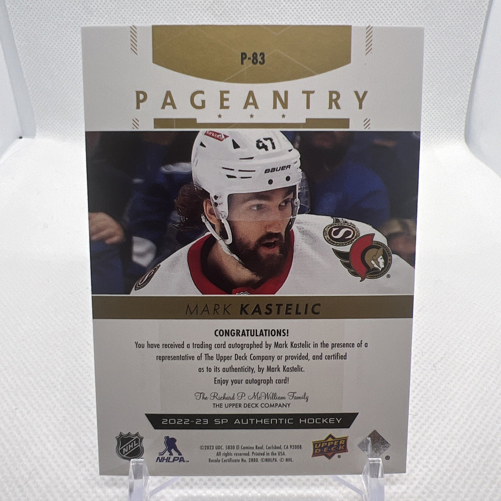 Mark Kastelic 2022-23 SP Authentic Pageantry Rookie Gold Auto Ottawa Senators