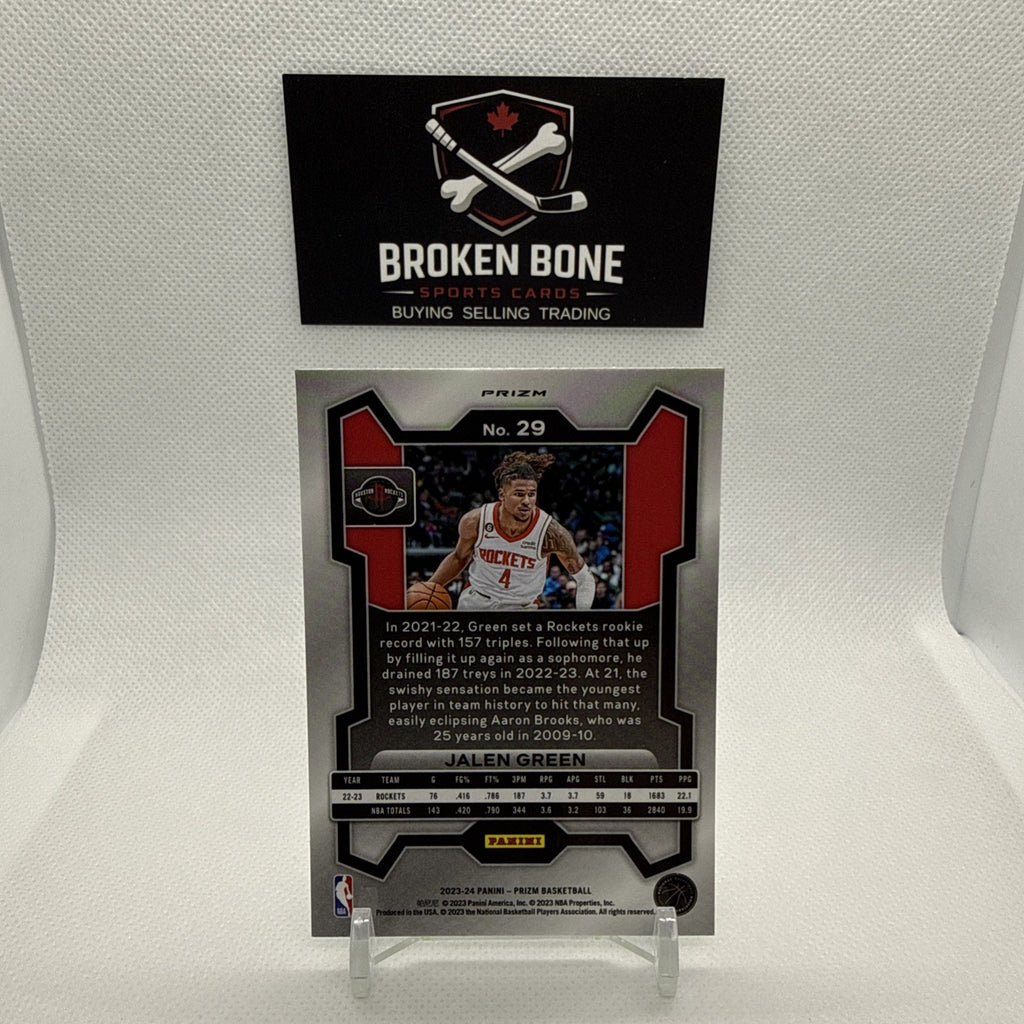 Jalen Green 2023-24 Panini Prizm Green Cracked Ice SSP #29 Rockets