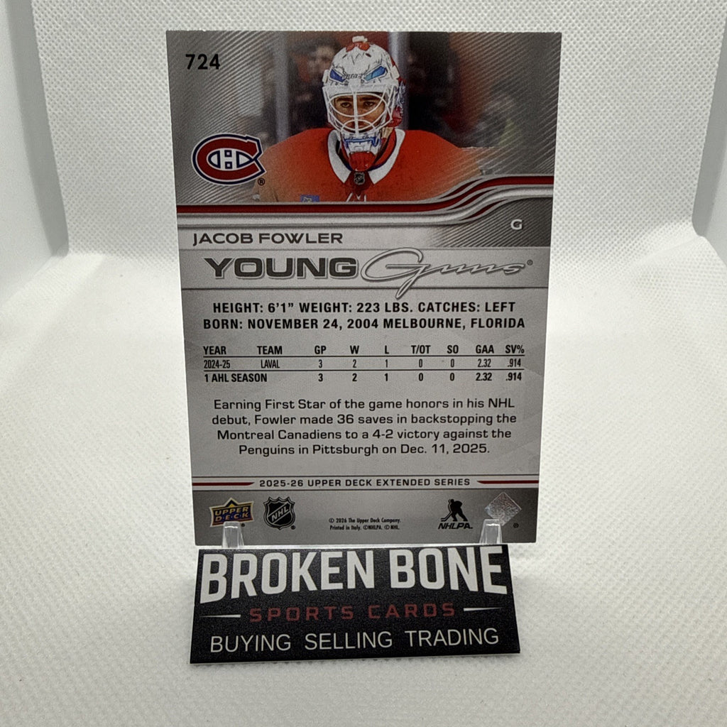 Jacob Fowler 2025-26 Upper Deck Young Guns Deluxe /250 Rookie Montral Canadiens