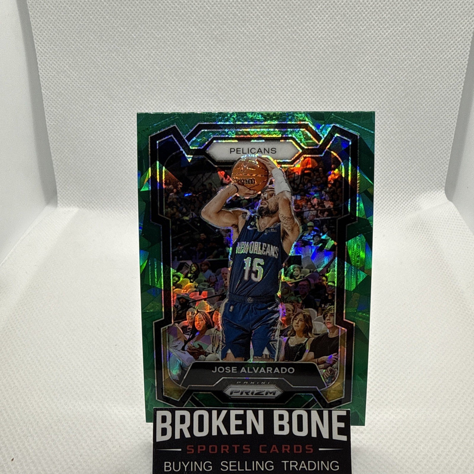 Jose Alvarado 2023-24 Panini Prizm Green Cracked Ice SSP #244 Pelicans