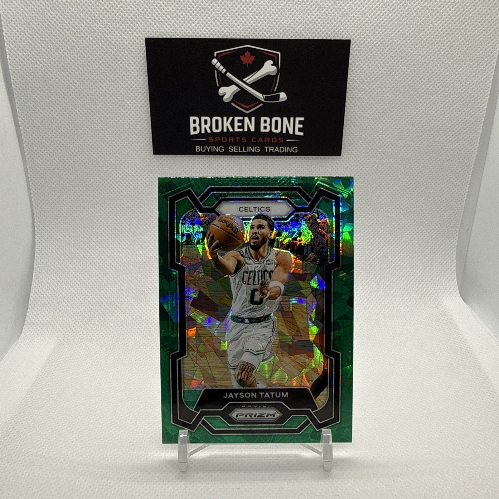 Jayson Tatum 2023-24 Panini Prizm Green Cracked Ice SSP #2 Celtics