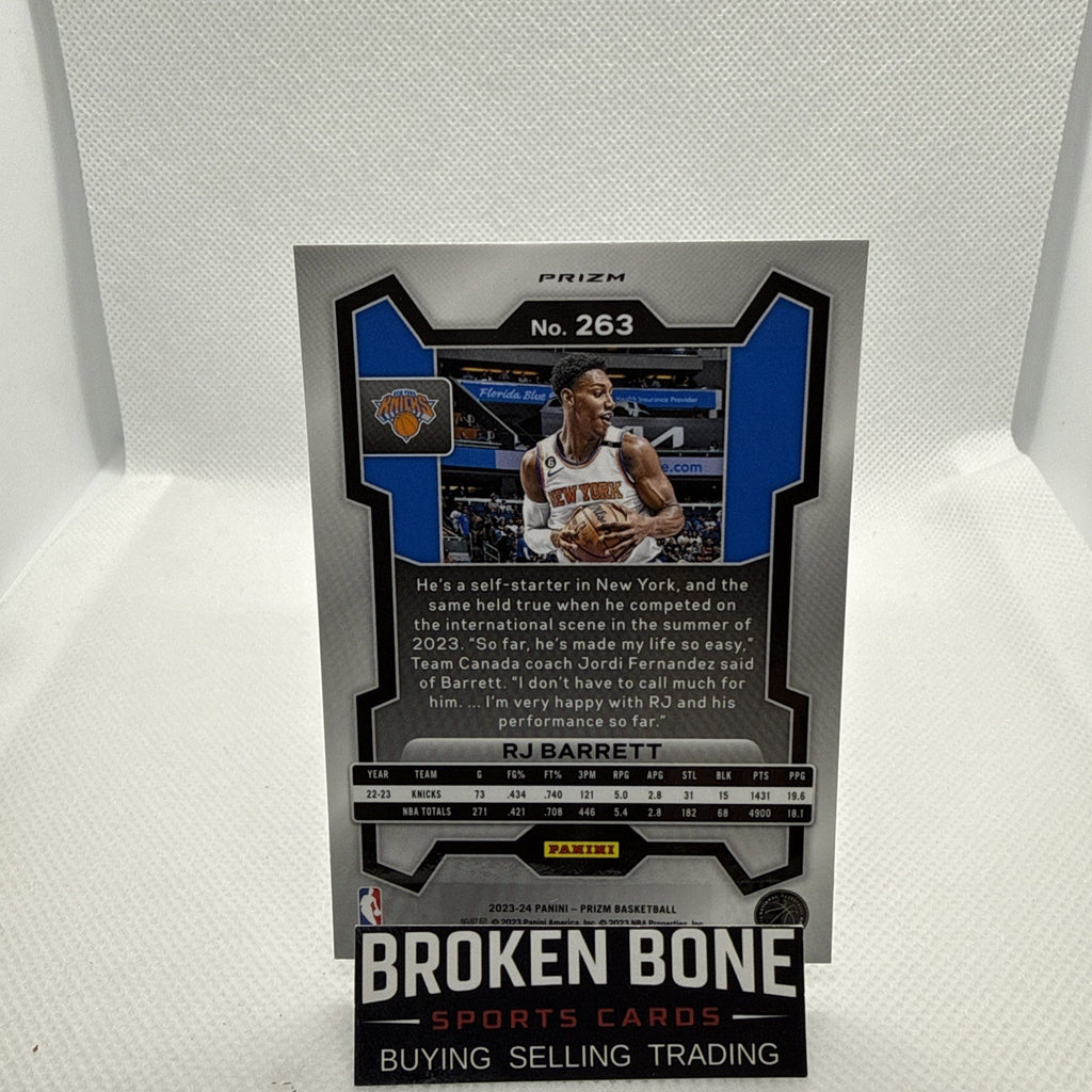 RJ Barrett 2023-24 Panini Prizm Green Cracked Ice SSP #263 Knicks